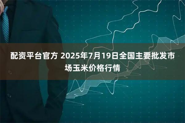 配资平台官方 2025年7月19日全国主要批发市场玉米价格行情