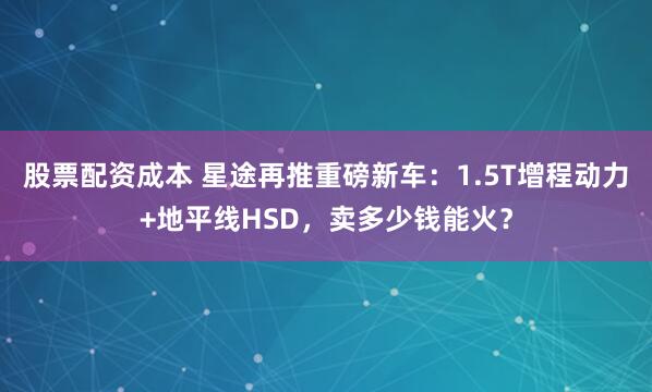 股票配资成本 星途再推重磅新车：1.5T增程动力+地平线HSD，卖多少钱能火？