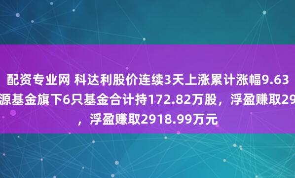 配资专业网 科达利股价连续3天上涨累计涨幅9.63%，前海开源基金旗下6只基金合计持172.82万股，浮盈赚取2918.99万元